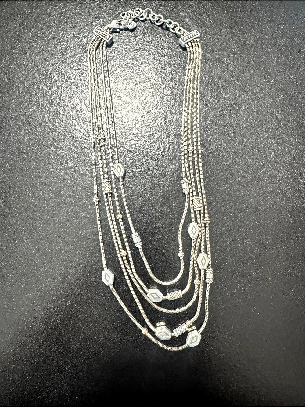 Brighton Silver Multi Strand Geometric Statement Necklace